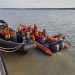 Speedboat yang ditumpangi tujuh orang selamat setelah tiba di Kondo, Distrik Naukenjeray, Kabupaten Merauke siang tadi – FOTO : IST