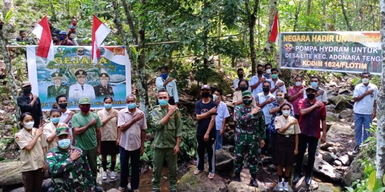 Kodim 1624/Flotim Launching Pompa Hidram, Deklarasi Gejala Di Desa Lite Lewat Vicon Dengan Panglima IX/Udayana