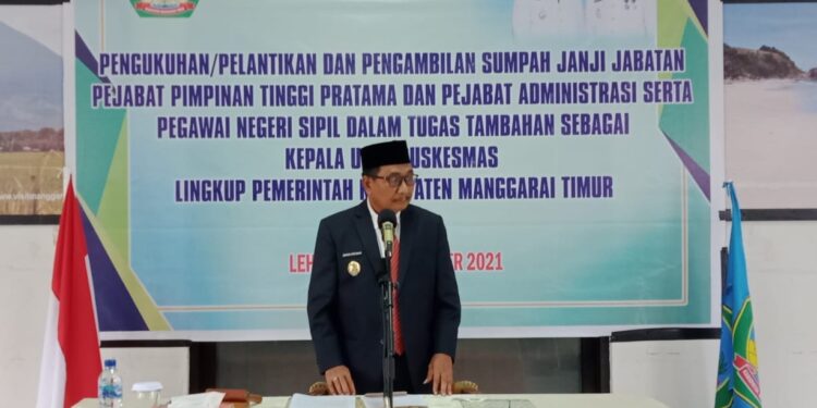 Wabup Jaghur Lantik Pejabat di Manggarai Timur Secara Virtual