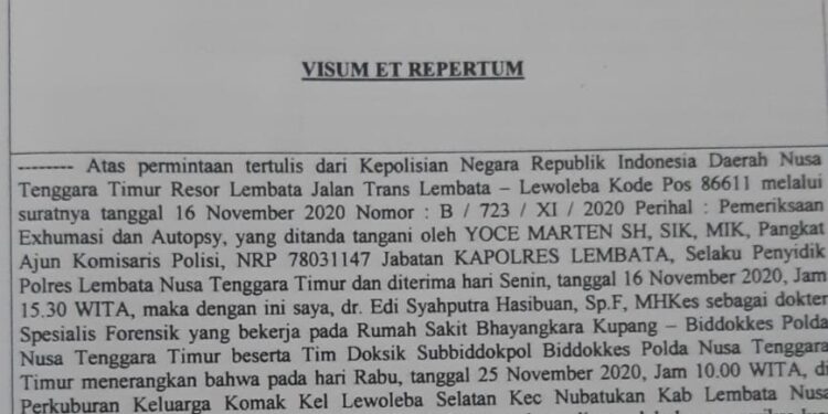 Ahkmad Bumi,SH : Visum Dokter di Puskesmas Waiknuit Akurat