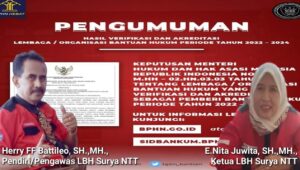 LBH Surya NTT Ukir Prestasi Luar Biasa, 5 Perwakilan Terakreditasi