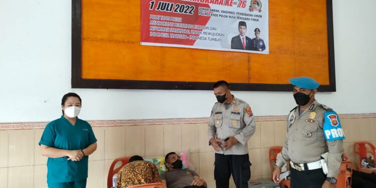 Polres Ende Donor Darah Sambut HUT Bhayangkara, 1 Juli 2022