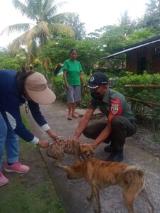 Babinsa Koramil Wulanggitang Beri Pendampingan Vaksin Rabies