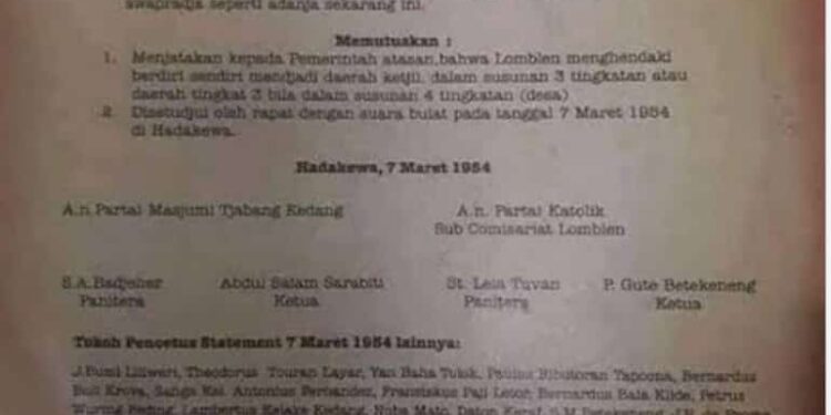 Cuplikan Historis Statement 7 Maret 1954