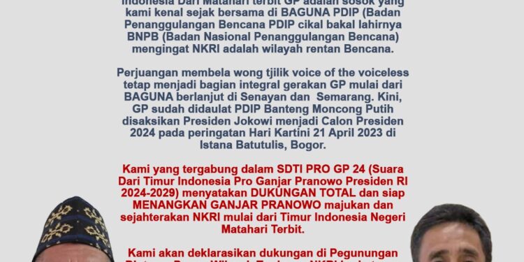 Ketua DPP GP24  Gabriel Goa : Gajnar Layak Jadi Capres 2024