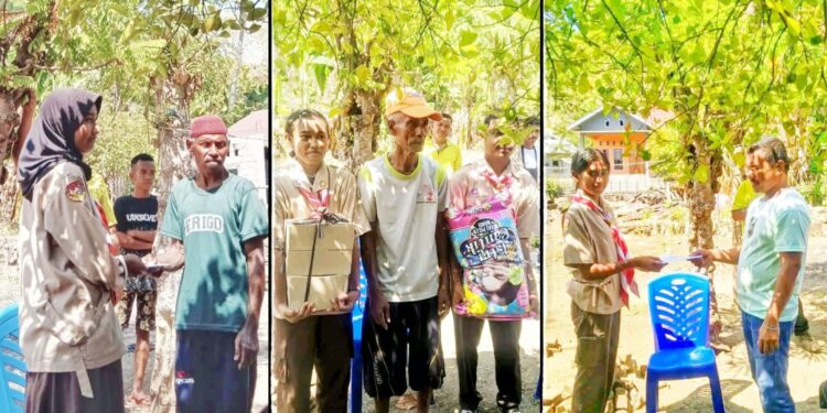 Gudep Pramuka SMKN Ile Boleng Bantu Korban Kebakaran di Sagu