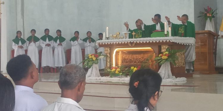 Deken Lembata Rm. Sinyo Da Gomez, Pr Lantik Pengurus Pengurus Dewan Pastoral Paroki SAJ Waikomo