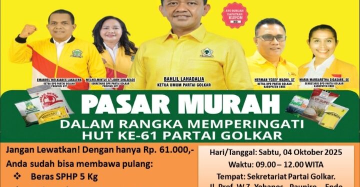 Sambut HUT Partai Golkar, Pengurus Golkar Ende Gelar Pasar Murah Untuk Rakyat