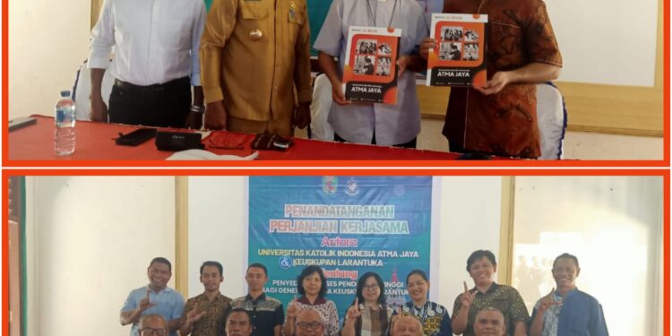 Bupati Lembata Saksikan Unika Atma Jaya dan Keuskupan Larantuka Teken MoU
