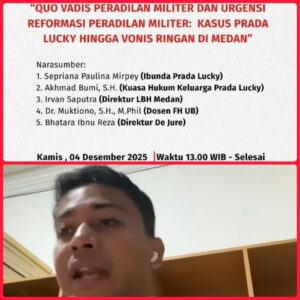 Mengawal Tuntutan dan Vonis Kasus Prada Lucky, Imparsial Gelar Diskusi Via Zoom