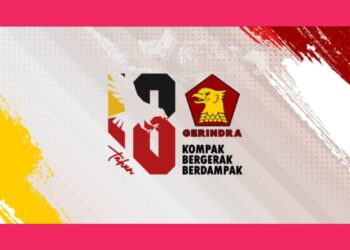 Logo HUT ke-18 Partai Gerindra: Makna Logo dan Semangat “Kompak, Bergerak, Berdampak”