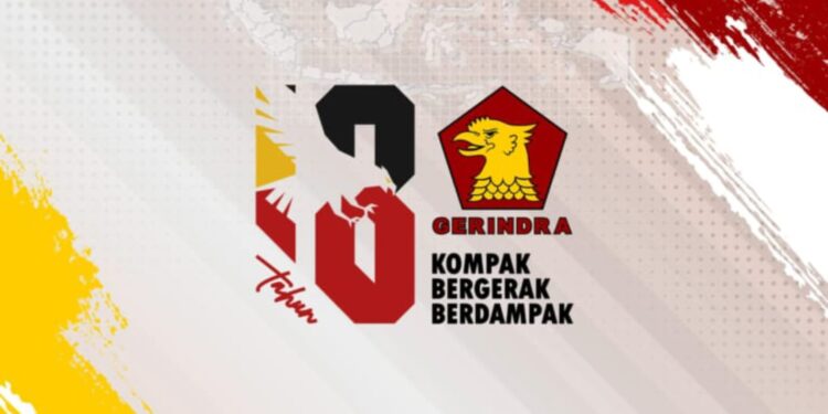 Logo HUT ke-18 Partai Gerindra: Makna Logo dan Semangat “Kompak, Bergerak, Berdampak”