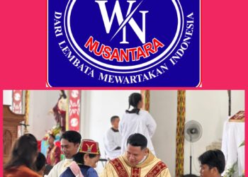 RD. Yovinus Andinata, Pr. Pimpin Misa Perdana di Paroki Santa Maria Ratu Damai Nehas Liah Bing, Kutai Timur