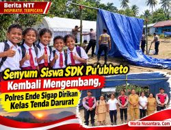 Senyum Siswa SDK Pu’ubheto Kembali Mengembang, Polres Ende Sigap Dirikan Kelas Tenda Darurat